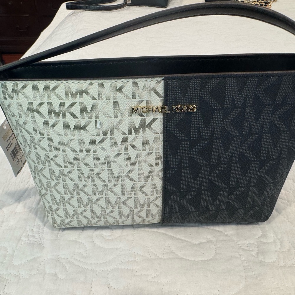 Michael Kors Black and White Monogram Tote